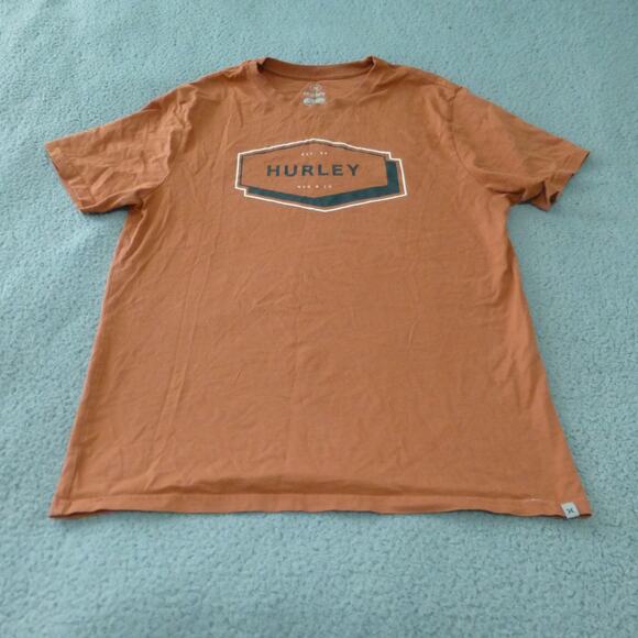 Hurley T Shirt Mens Medium Brown Graphic Skater Beach Short Sleeve Crew Neck - Picture 1 of 7